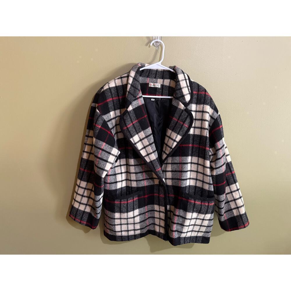Talbots vintage wool blend plaid blazer womens 10